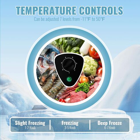 3.5 Cubic Chest Freezer, Compact Freezer with Top Open Door，Deep Freezer with Removable Storage Basket, 7 Gears Temperature Control, Energy Saving, for Office Dorm or Apartment in Saudi Arabia