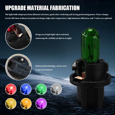 10 Pack Car Instrument Light Bulb, Brake Light Bulb, 12V 21/5W Automobile Lighting Replacement Accessory, Universal Car Lighting Bulb Car T5 Halogen Instrument Light for Most Cars (Green) in Saudi Arabia