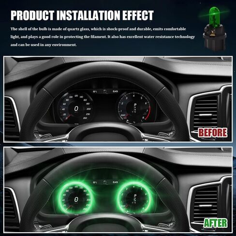 10 Pack Car Instrument Light Bulb, Brake Light Bulb, 12V 21/5W Automobile Lighting Replacement Accessory, Universal Car Lighting Bulb Car T5 Halogen Instrument Light for Most Cars (Green) in Saudi Arabia