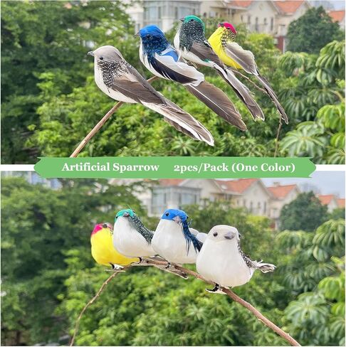 Lwingflyer 4pcs ألوان مختلطة الطيور الاصطناعية الريش 6 بوصات على زخارف الطيور العصف in Saudi Arabia