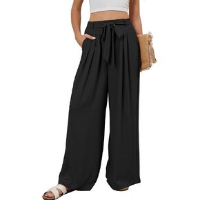 سراويل BMJL Womens Flowy Palazzo عالية الخصر سراويل الساق الصيفية