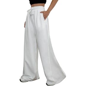 ZAFUL Wide Leg Sweatpants for Women Side Striped Patchwork High Waisted Drawstring Active Joggers Pants with Pockets