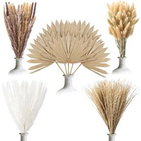 105 Pcs Boho Pampas Grass Decor, Natural Small Dried Palm Spears Leaves Bouquet for Wedding Baby Shower Table Restaurant Centerpieces Floral Room Vase