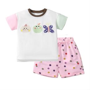 HOMAGIC2WE Toddler Girl Shorts Set Kids Summer Short Sleeve Tee & Shorts 2pcs Casual Cute Outfit Clothing Set