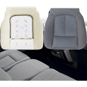 GXARTS Driver Side Bottom Replacement Cloth Seat Cover and Bottom Foam Cushion Pad Compatible with Ford F150 2011 2012 2013 2014 Steel Gray #MS US or CS