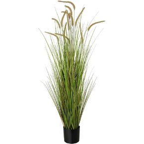 KOL Artificial 5ft Purple Horsetail Reed Grass, 59in Tall Artificial Indoor Outdoor Fake Grass Plant, Home Office Decorative Artificial Plants & Flowers in Pot Faux Plant Greenery, Wedding Decor