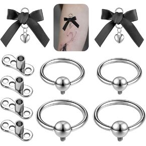 Ring Surgical Steel Dermal Piercing Jewelry Tops For Women Micro Dermal Anchor Tops Base Dermal Piercing Bow Silk Ribbon