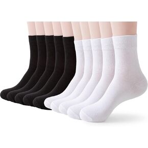Josnown Womens Cotton Socks 10 Pairs (Black & White), Size 5-9