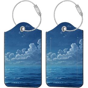 2 Pcs Luggage Tags for Suitcases, PU Leather Cruise ID Tags with Privacy Cover, Stainless Steel Loop & Address Card, Luggage Tags for Suitcases TSA Approved for Men Women Handbags Backpacks