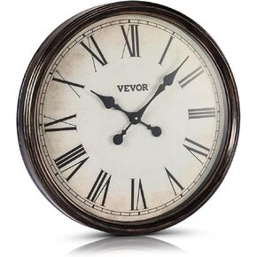 VEVOR Large Wall Clock, 20 in Wall Clock Roman Numerals, Battery Operated Non Ticking Silent Classic Decorative Round Clocks, for Living Room Bedroom Office Kitchen Dining Room Home Decor