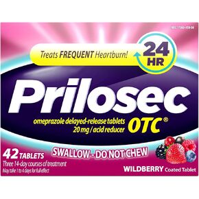 Prilosec OTC Wildberry Frequent Heartburn Medicine and Acid Reducer Tablets 42 Count - Omeprazole - (Old)