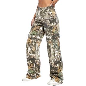 Wome's Camo Cargo Pants High Waist Baggy Wide Leg Y2K Camouflage Slim Fit Pocket Sweatpants