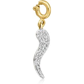 Ross-Simons 0.10 ct. t.w. Diamond Italian Horn Charm in 18kt Gold Over Sterling