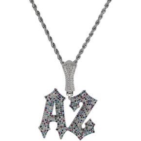 Customized Name Plated Necklace for Men Super Rapper Star Charms Jewelry Iced Out Personalized Brush Font Nameplate Pendant Rock Street Culture, Custom Made Hip Hop Name Capital Initial Letter Chains in Kuwait