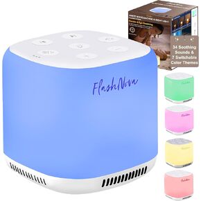 White Noise Machine with Night Light – USB Rechargeable Sound Machine with 34 Soothing Sounds & 7 Color Night Light Themes | Sleep Aid for Baby, Kids, Adults | Nursery Gift, Travel-Ready