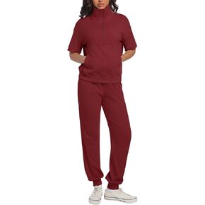 AVAMO Womens Two Piece Sets Stretch Travel Outfits 3/4 Zip Jogger Sets 2 Piece Loungewear Airport Outfits Set with Pockets