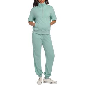 Avamo Womens من قطعتين مجموعات سفر تمتد 3/4 مجموعات Zip Jogger مجموعات 2 قطعة ملابس المطار مع جيوب in Kuwait