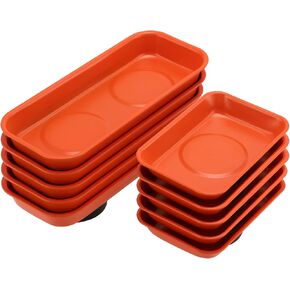 10 Piece Orange Magnet Screw Tray Set, Small Stainless Steel Magnetic Trays, Metal Magnetic Tool Tray Magnetic Socket Trays for Small Parts, Bolts, Pins Tools Organization, 2 Sizes