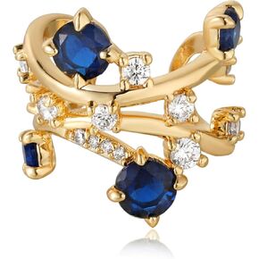 Ear Cuff Earrings for Women Trendy 14K Gold Plated Cubic Zirconia Paved Multi-Colored Floral Sparkle Huggie Ear Cuffs Non Piercing | Clip On Cartilage | Single