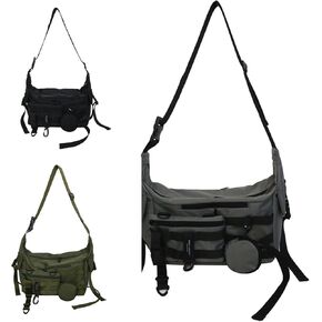 Messenger Bag with Detachable Pouches, 22x10 inches, Canvas Crossbody Shoulder Bag for Men Women