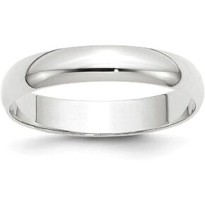 10k White Gold 4mm Plain Classic Dome Wedding Band Ring