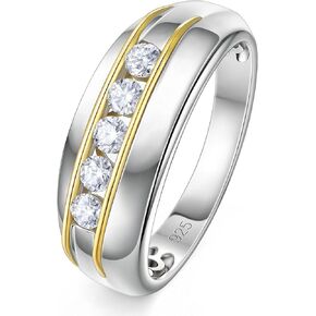 D Color VVS1 Moissanite Mens Wedding Band 925 Sterling Silver Engagement Rings for Men Eternity Pave Round Size 8-13
