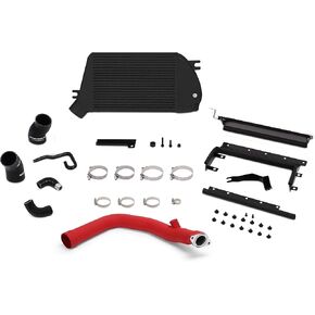 Mishimoto MMTMIC-WRX-15RBK Top-Mount Intercooler Kit Compatible With Subaru WRX 2015-2021 Black Cooler Red Pipe