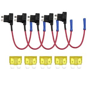 ZOOKOTO 5Pack 12V Add-a-Circuit TAP Adapter Fuse Holder with 15A Standard APR ATO ATC Blade Fuse for Cars Trucks Boats