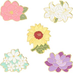 TIDOO Cute Sunflower Flower Enamel Pin Set Anime Lily Plant Pins Aesthetic for Backpacks Clothes Hat Decor Flower Girl Gift