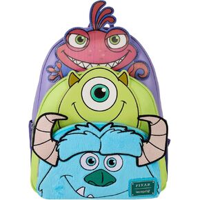 Loungefly Pixar Monsters Inc. Mike Sulley and Randall Triple Pocket Mini Backpack