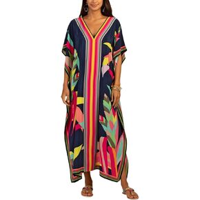 Kaftan for Women Plus Size Bathing Suit Cover up Vneck Batwing Dress Loose fit Moroccan Caftan mumu Dresses