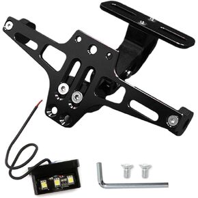 Motorcycle License Plate Bracket Universal Motorcycle License Plate Holder Mount Universal Fender Eliminator Kit Tail w/LED Replacement for Yamaha and more