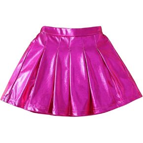 SweatyRocks Girl's Metallic High Waist A Line Pleated Mini Skirts Party Skirts