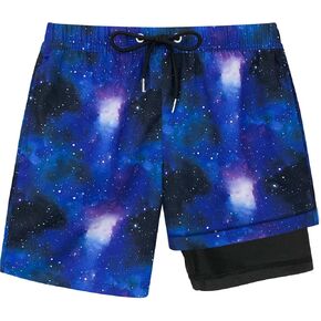 Boys Swimming Trunks with Compression Liner 2 in 1 Quick-Dry Swim Board Shorts with Pockets