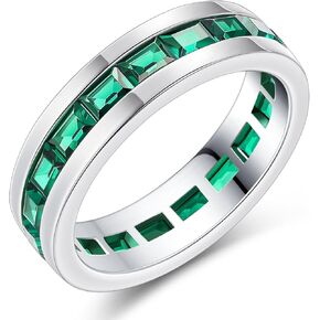 Emerald Ring For Men Eternity Wedding Band 925 Sterling Silver 19 Emerald Cut Gemstone Promise Ring For Him Size 7-14