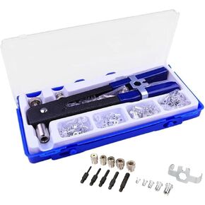 86 Pcs Heavy Blind Rivet Nut Tool Kit Hand Riveter Wrench Threaded Insert Rivnut Nutsert with M3 M4 M5 M6 M8 for Furniture,Decoration,Car,Trailer,Boat