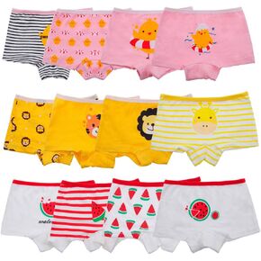 Kids 12 Pack Soft Comfort Cotton Knickers Underwear Little Girls Assorted Boyshort Panties 2-12 Yrs
