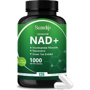 NAD Supplement 1000mg Pure - Liposomal NAD+ Supplement with Nicotinamide Riboside, Resveratrol,Green Tea Extract - Energy Supplements for Men & Women - NAD Plus - 120 Capsules