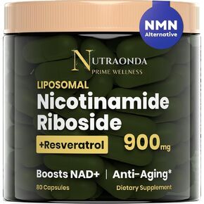 الريبوسيد الشحمي للنيكوتيناميد 900mg ريسفيراترول وكيرسيتين- ملحق NAD بالإضافة إلى مكافحة الشيخوخة والطاقة الخلوية وتحسين الصحة- 80 كبسولات