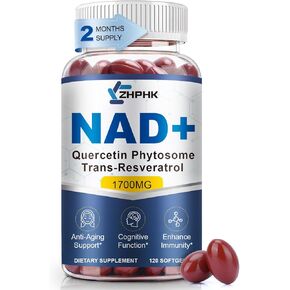 NAD Supplement Softgels 1700mg, Nad Supplements for Women & Men with Nicotinamide Riboside Quercetin Phytosome, Trans Resveratrol & TMG, Boost NAD Energy & Anti-Aging Support 120-Count, 60 Days Supply