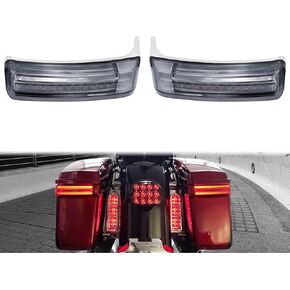 HDBUBALUS Motorcycle Saddlebag Tail Lights Run Brake LED Turn Signal Lamp Fit for Harley Touring Street Gilde Road Gilde Road King Electra Glide Ultra Limited 1997-2013 (Black Grey)