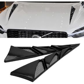 Ajxn 2 PCS Car Modified Spoiler Kits, 9.2In x 8.0In x 1.9In Waterproof ABS Vehicle Leaf Shape Vent Covers with Adhesive, Universal Side Intake Decorative Cover Hoods for SUV Car Truck (Black)