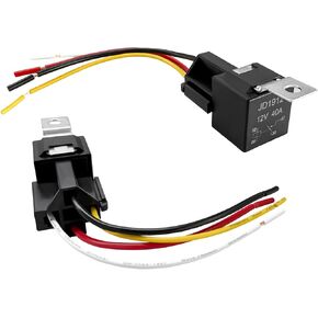 2 PCS 12V 40A Car Relay Harness, 4 Pin Automotive Relay Socket Adapter with Wiring Harness, Relay Wire Socket Connector for Car Truck Motorcycle, Universal Car Accessories