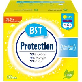 BST Liners for Women, Herbal Inside Natural Cool Menstrual Period Pads - Light Absorbency, Camellia Feminine Care Sanitary Pads with Wings - Regular 20
