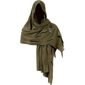 Medieval Cloak with Hood Men Shawl Cowl Hood Scarf Renaissance Viking Costume Apocalyptic Cape Accessory for Women