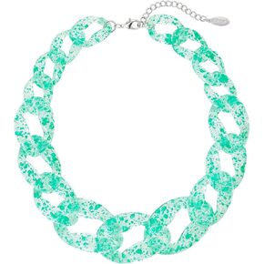 Bocar Statement Chunky Fashion Acrylic Beads Choker Cube Link Chain Necklace for Women Gifts