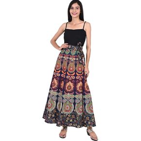 Women's Long Cotton Wrap Around Indian Skirts Block Printed Beach Wear