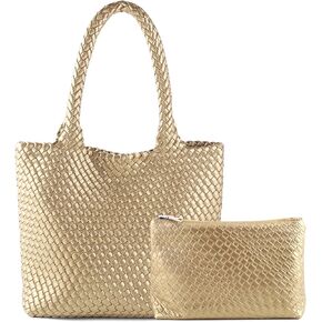 Hand Woven Bag Tote BagS For Women Top Handle Shoulder Vegan Leather Large Travel Beach Hobo Handbag