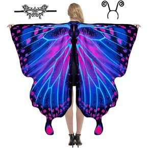 Butterfly Wings Adult Costumes Fairy Wing Womens Shawl Colorful Butterfly Cape Nymph Pixie for Christmas Halloween Cosplay