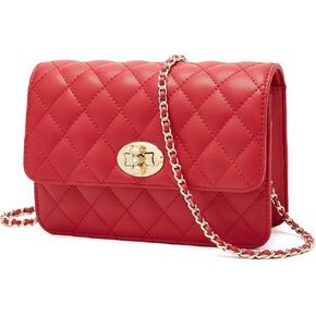 FOXLOVER Quilted Crossbody Purse for Women Faux Leather Trendy Ladies Shoulder Bag with Chain